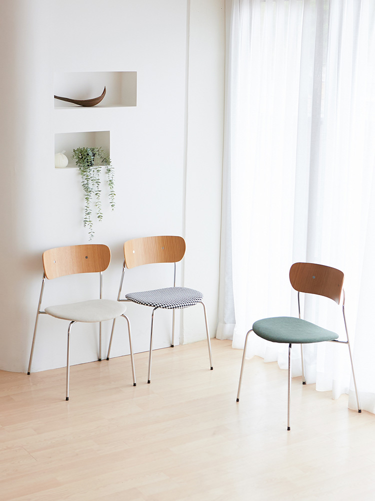 앨빈 식탁 의자 원목 카페 인테리어 디자인 실버스틸체어