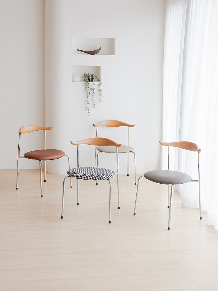 리디아 식탁 의자 원목 카페 인테리어 디자인 실버스틸체어